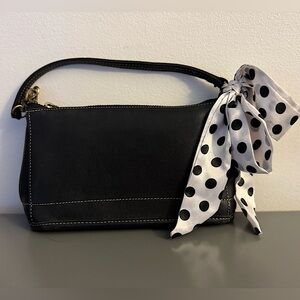 Vintage Coach Black Leather Demi Baguette Shoulder Bag